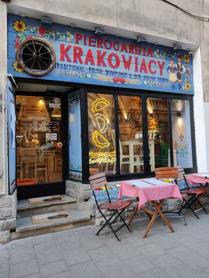 Front of the restaurant at Pierogarnia Krakowiacy in Krakow