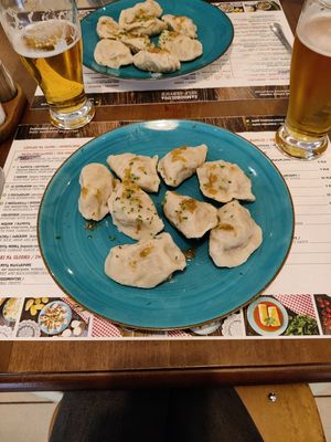 Vegan mushroom and cabbage pierogi at Pierogarnia Krakowiacy in Krakow