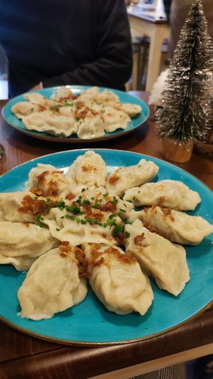 cabbage and mushroom pierogi at Pierogarnia Krakowiacy in Krakow