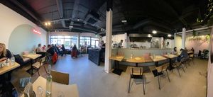 Interior with open kitchen at Sweet As... Diner + Deli in Sligo