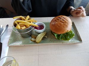 Haggis burger at Kylesku Hotel in Lairg