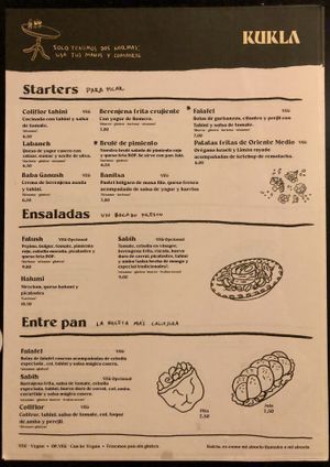 Menú  at Kukla in Valencia