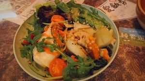 Cooked Veggie, salad and a lovely half wrap  at Bowls in Hong Kong Island