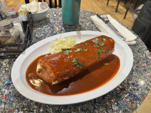 Veggie burrito without cheese or sour creamm  at LAX - Barney's Beanery - T2 in Los Angeles