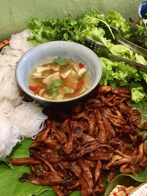 Bun Cha - very nice mushrooms  at VeganHome in Hanoi