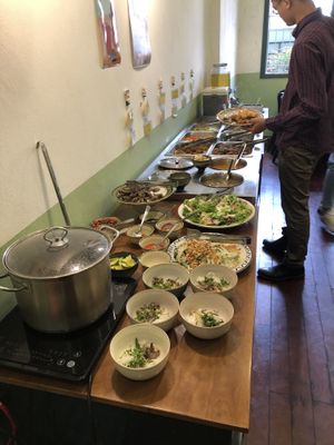 Buffet is served  at VeganHome in Hanoi