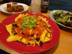 Loaded nachos at Kind Kitchen in Porto