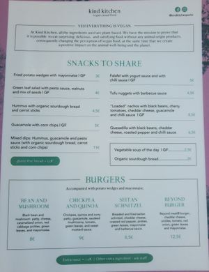 Menu at Kind Kitchen in Porto