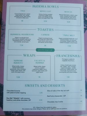 Menu at Kind Kitchen in Porto