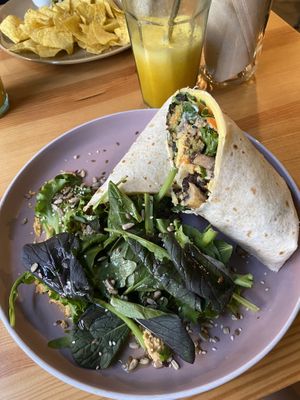 Burrito with salad at Kind Kitchen in Porto