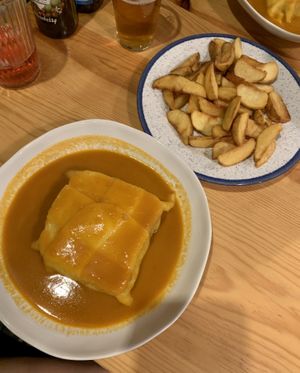Francesinha with wedges at Kind Kitchen in Porto