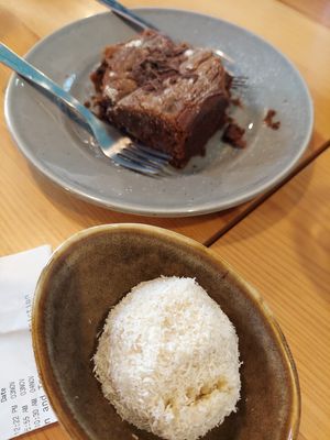 My husband said it's the best pb brownie ever! at Kind Kitchen in Porto