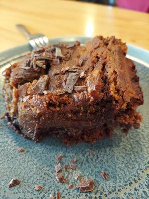 Chocolate peanut butter brownie at Kind Kitchen in Porto