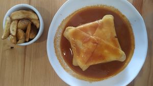 Francesinha at Kind Kitchen in Porto