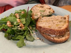 Caprese toasted sandwich with pesto at Kind Kitchen in Porto
