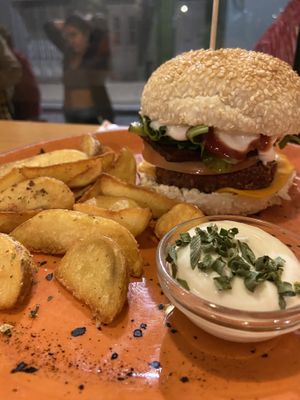 Schnitzel bacon burger  at Kind Kitchen in Porto