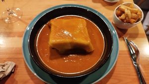 Francesinha at Kind Kitchen in Porto