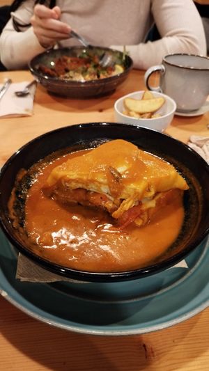 Dentro de la francesinha! at Kind Kitchen in Porto