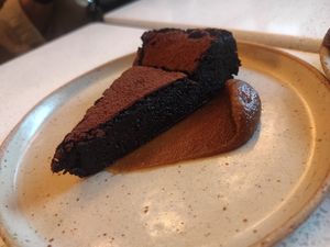 Chocolate cake at Kind Kitchen in Porto