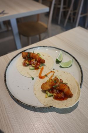 Shrimp tacos  at Kind Kitchen in Porto