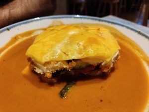 Francesinha at Kind Kitchen in Porto