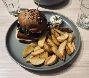 Seitan Bacon Burger   at Kind Kitchen in Porto