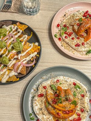 feta with pumpkin (very recommended!) and loaded nachos   at Kind Kitchen in Porto