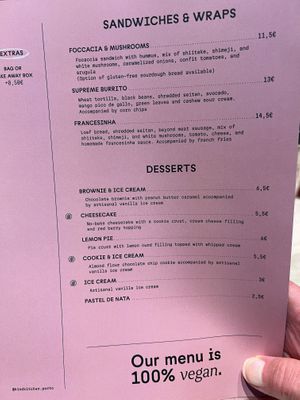 Menu   at Kind Kitchen in Porto