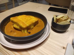 Francesinha at Kind Kitchen in Porto