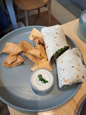Burrito- seitan and beans at Kind Kitchen in Porto