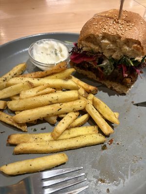 Beans & Mushrooms Burger  at Kind Kitchen in Porto