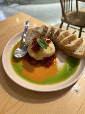 Vegan homemade burrata 🫶🏻  at Kind Kitchen in Porto