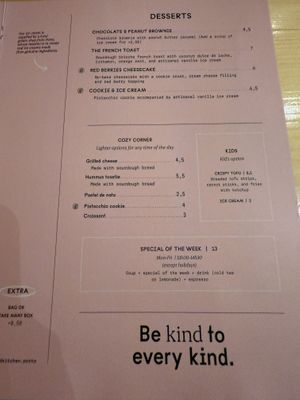Menu  at Kind Kitchen in Porto