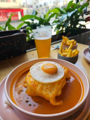 Francesinha to die for! at Kind Kitchen in Porto