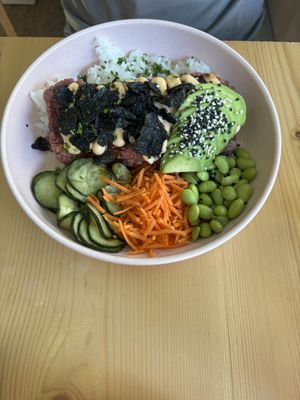 Vegan salmon bowl  at Kind Kitchen in Porto