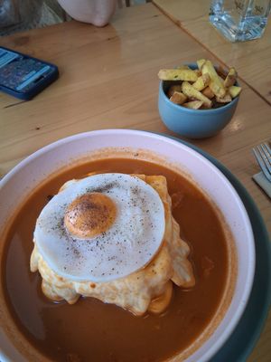 Francesinha at Kind Kitchen in Porto