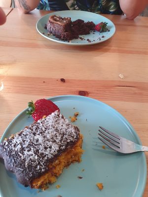 Carrot and chocolate cake! Amazing! at Kind Kitchen in Porto