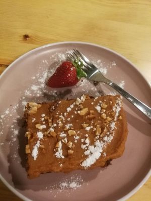 Chocolate Brownie with Peanut butter :) at Kind Kitchen in Porto