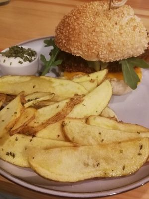Seitan Schnitzel Burger at Kind Kitchen in Porto
