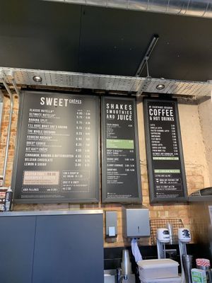 menu with vegan options is green at Crêpeaffaire in St Albans