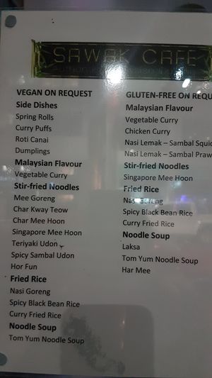 Vegan and gluten free options  at Sawak Cafe in Hobart