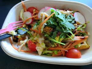 Salty vegan waffle with different vegetables at Cafe Prassen in Rauma