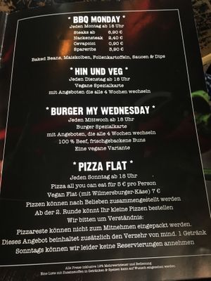 Special Menu at Cafe Nord in Essen