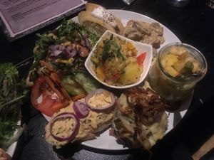 Vegan tuesday bavarian antipasti plate at Cafe Nord in Essen