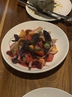 Peach,fennel, and heirloom tomato salad  at Butcher & Bee in Nashville