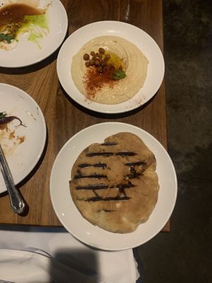 Hummus and pita  at Butcher & Bee in Nashville