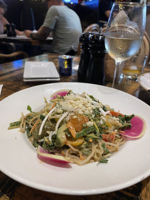 Amazing food (vegan pad thai salada), but only one vegan dish.  at Stillwaters Tavern in St Petersburg