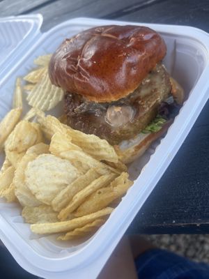 Mushroom onion burger   at Squash the Beef in Cleveland
