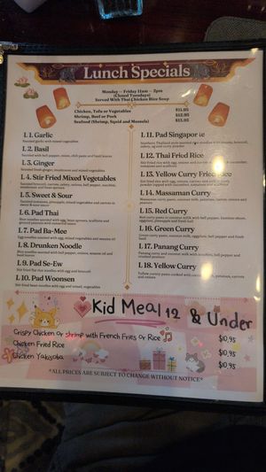 Lunch Specials, Kid Meal at Lanna Thai in Fleming Island