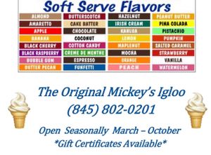 32 Flavors of VEGAN Almond Milk Soft Serve available everyday! 🍦  at The Original Mickey's Igloo in Kingston